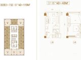 武汉宝业中心_1室1厅1卫 建面40平米