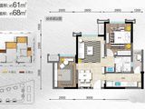 鲁能城_2室2厅1卫 建面61平米